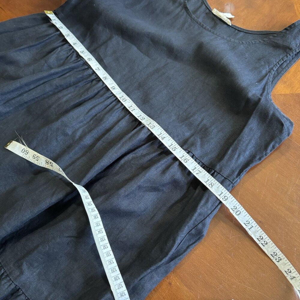 Eileen Fisher Linen Tiered Dress Womens Sz Small Black Midi Coastal Minimalist - Picture 11 of 15
